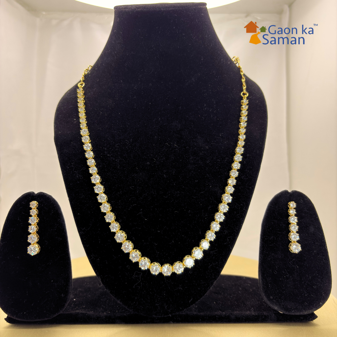 Premium CZ Classic Diamond Necklace Set