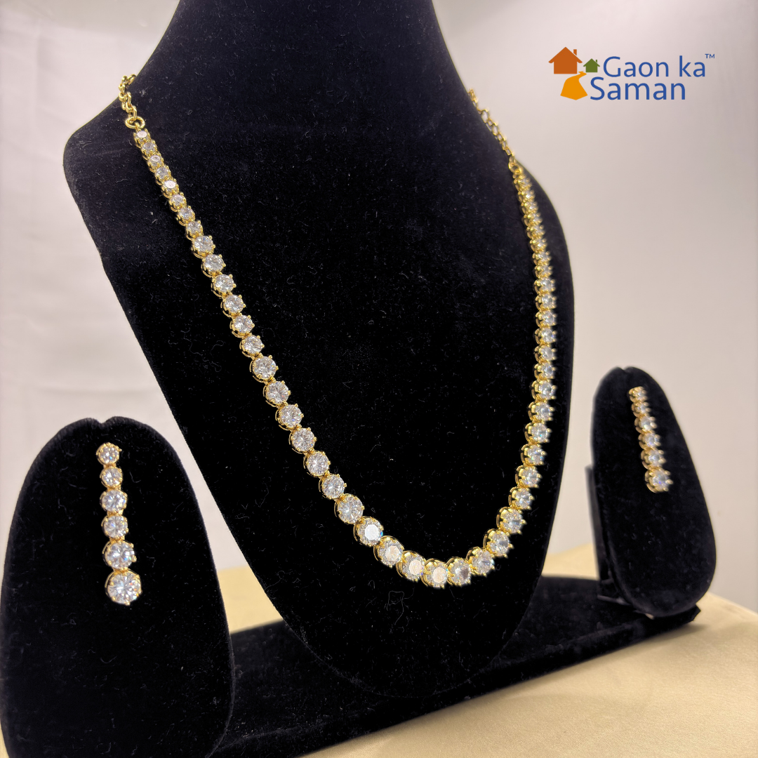 Premium CZ Classic Diamond Necklace Set
