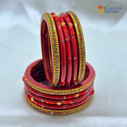Traditional Rajasthani Design Lac Bangles Set For Girls And Woman