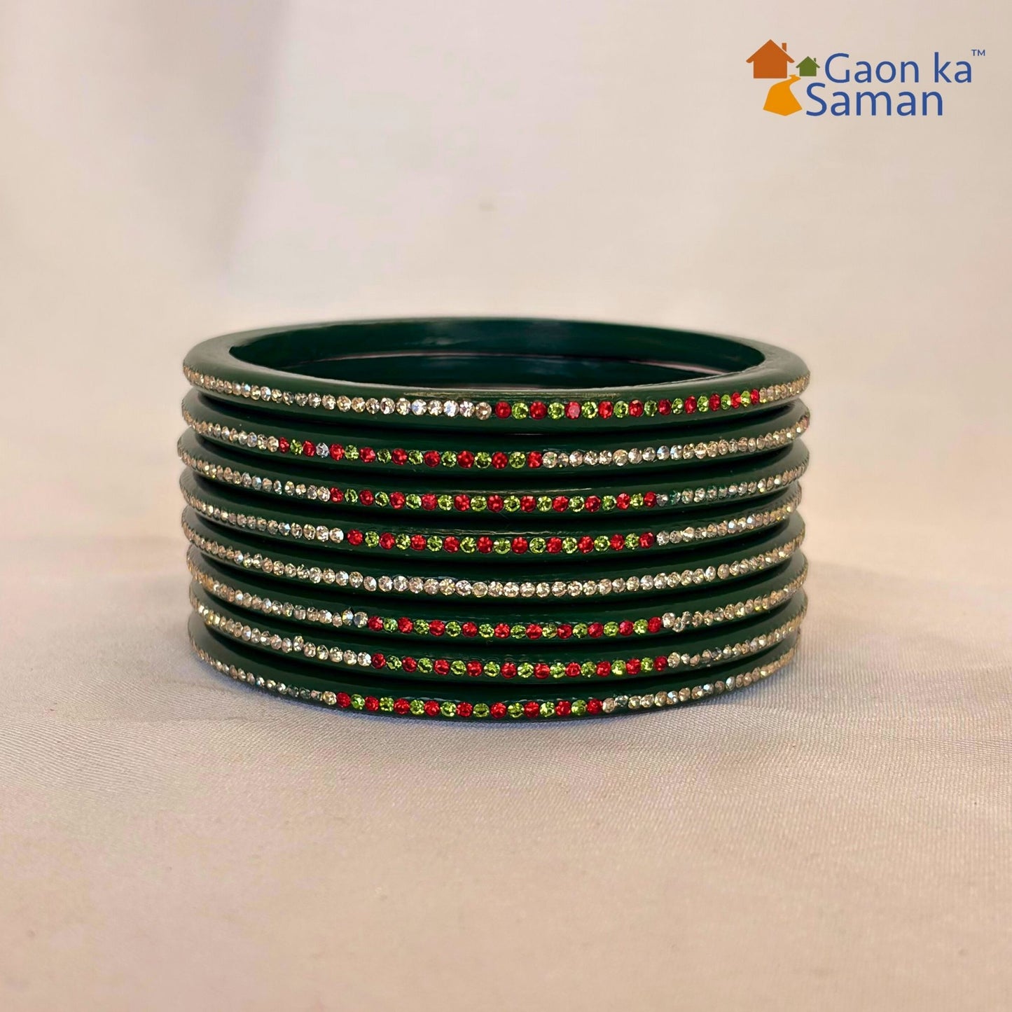 Rajasthani Lac Bangles With Beautiful Mirror And Stone Design Churi ( Pack Of 8 )