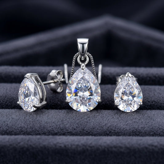 Awesome Pendant Rhodium Cubic Zirconia Pendant And Earrings