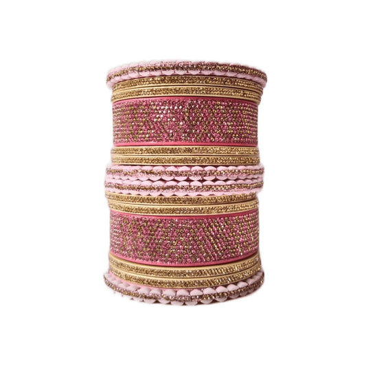 9-Line stone Pink Lakh /Bangles/kadaa/chura set For Women & Girls gaonkasaman