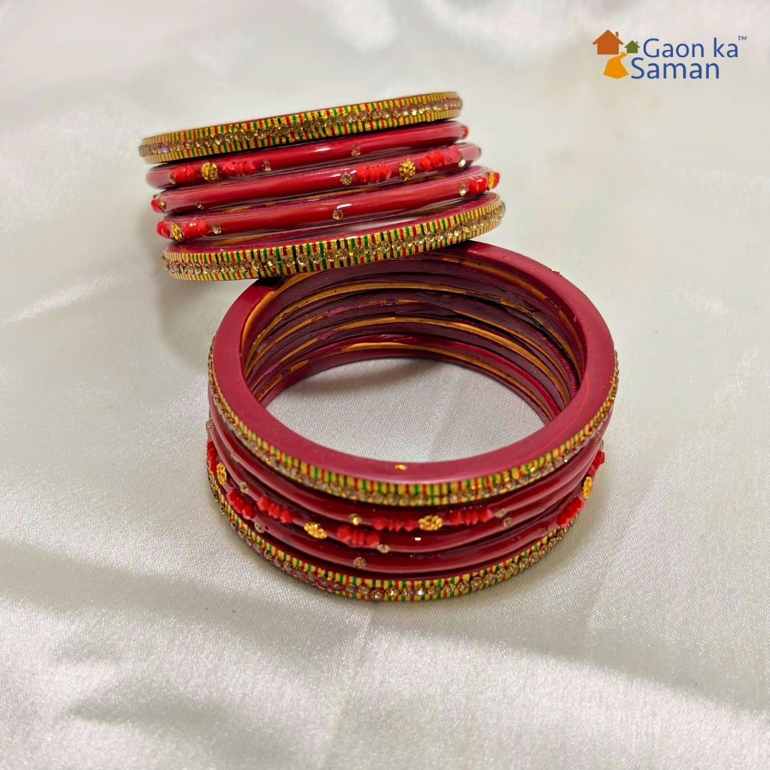 Traditional Rajasthani Design Lac Bangles Set For Girls And Woman