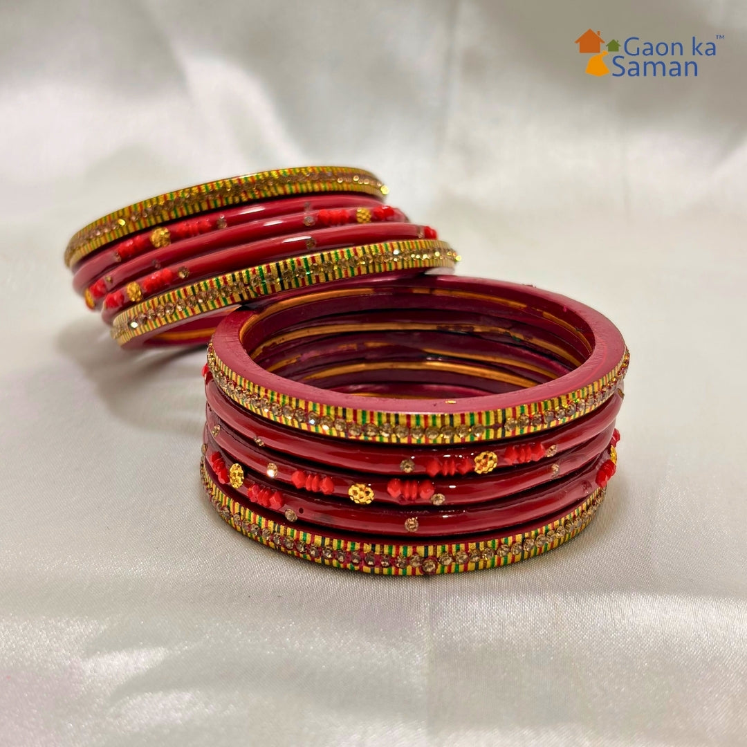 Traditional Rajasthani Design Lac Bangles Set For Girls And Woman