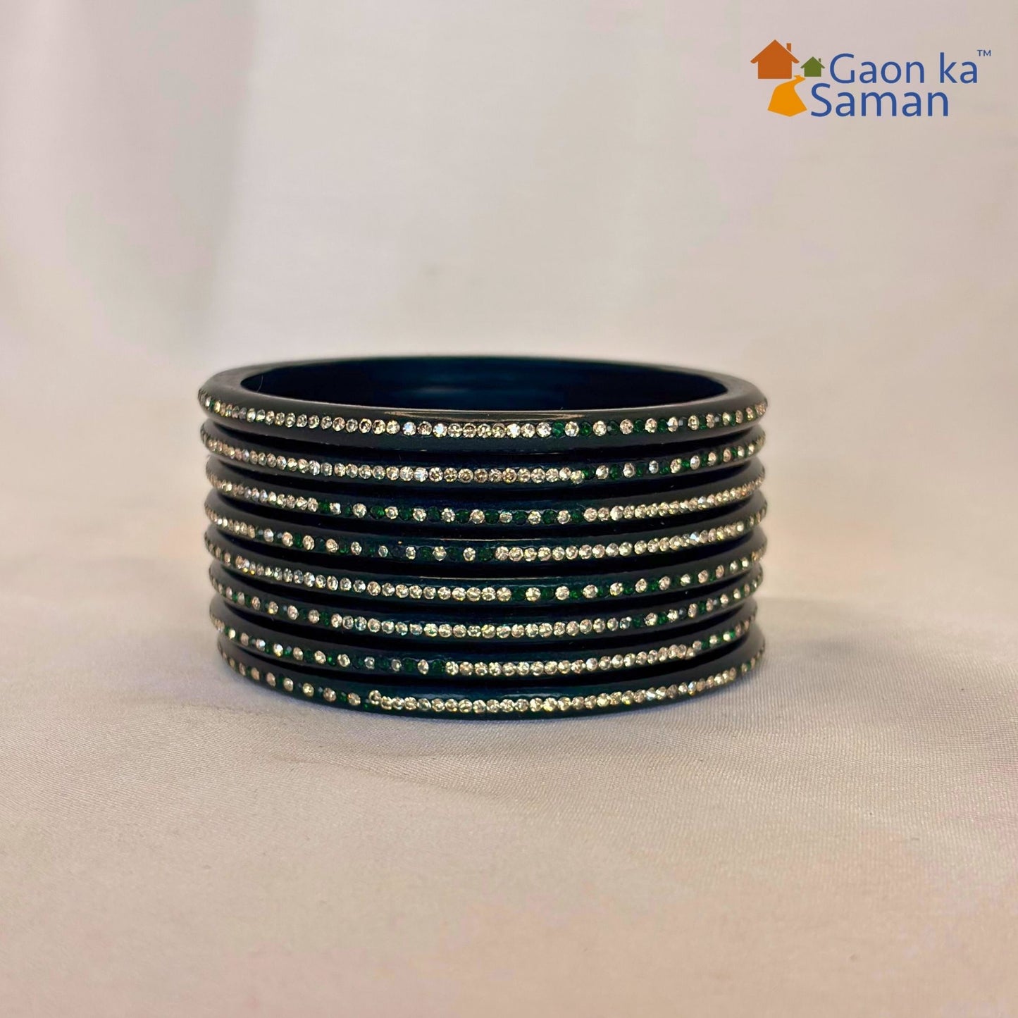 Rajasthani Lac Bangles With Beautiful Mirror And Stone Design Churi ( Pack Of 8 )