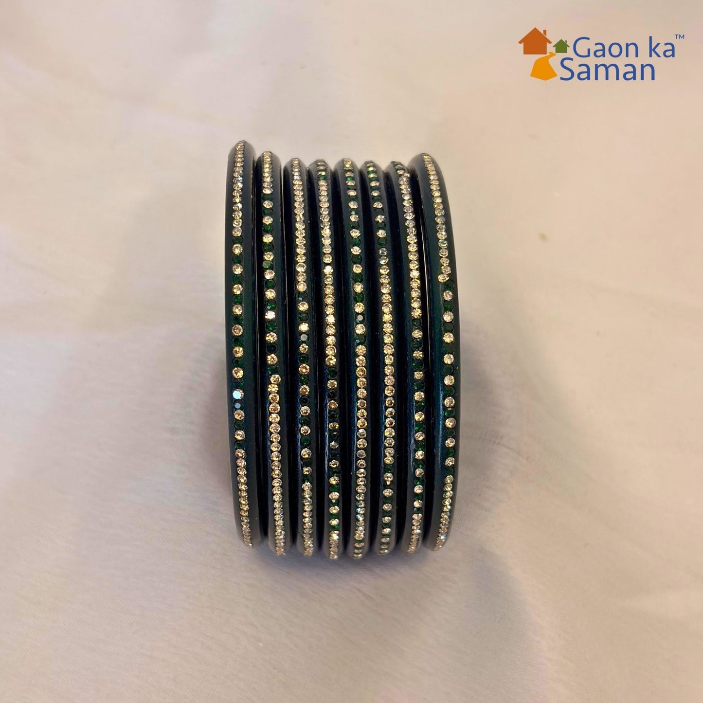 Rajasthani Lac Bangles With Beautiful Mirror And Stone Design Churi ( Pack Of 8 )