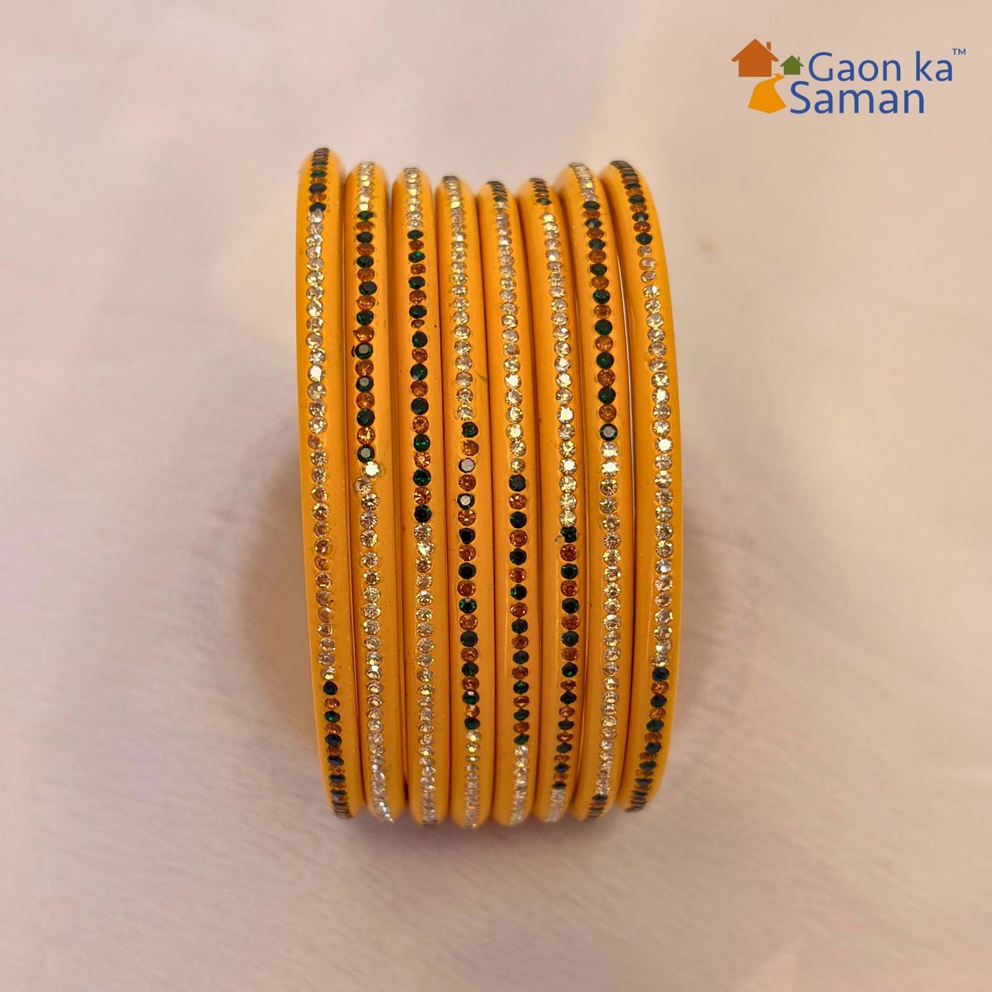 Rajasthani Lac Bangles With Beautiful Mirror And Stone Design Churi ( Pack Of 8 )