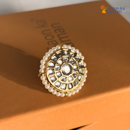 Bridal Green Kundan Stone Dome Ring