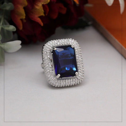 Blue Color American Diamond Finger Ring