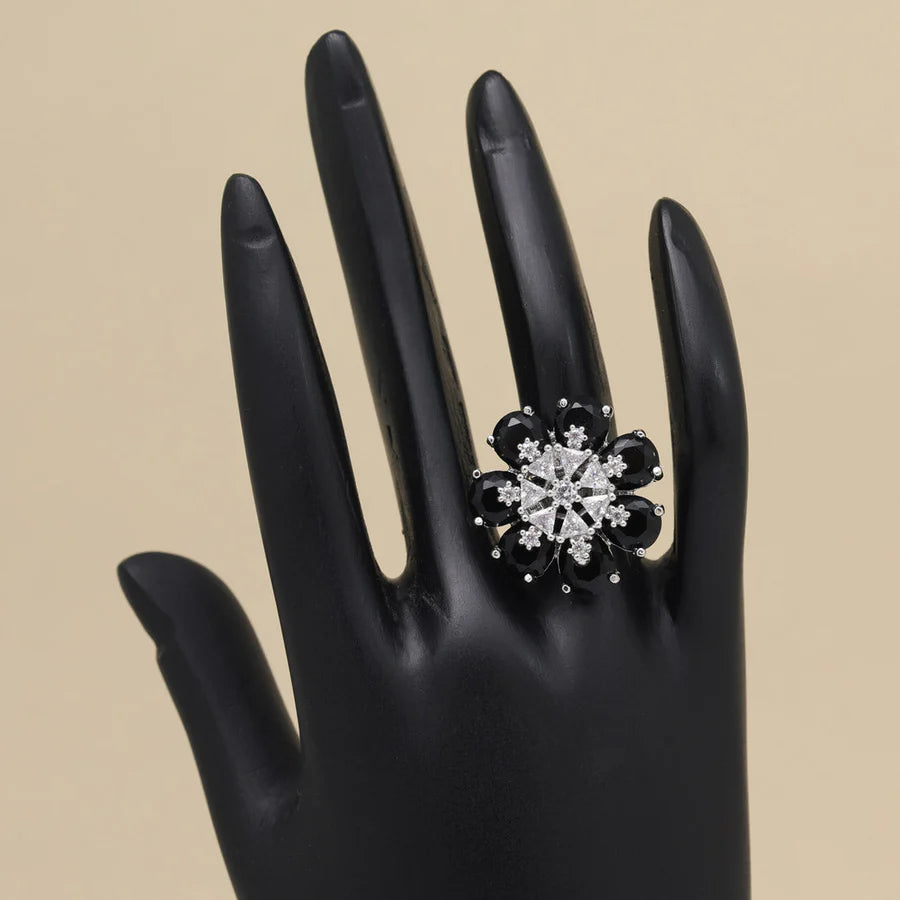 Black Color American Diamond Finger Ring