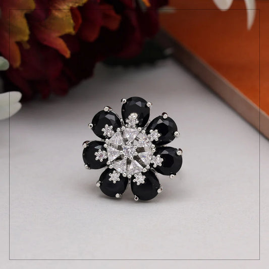 Black Color American Diamond Finger Ring