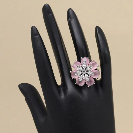 Pink Color American Diamond Finger Ring