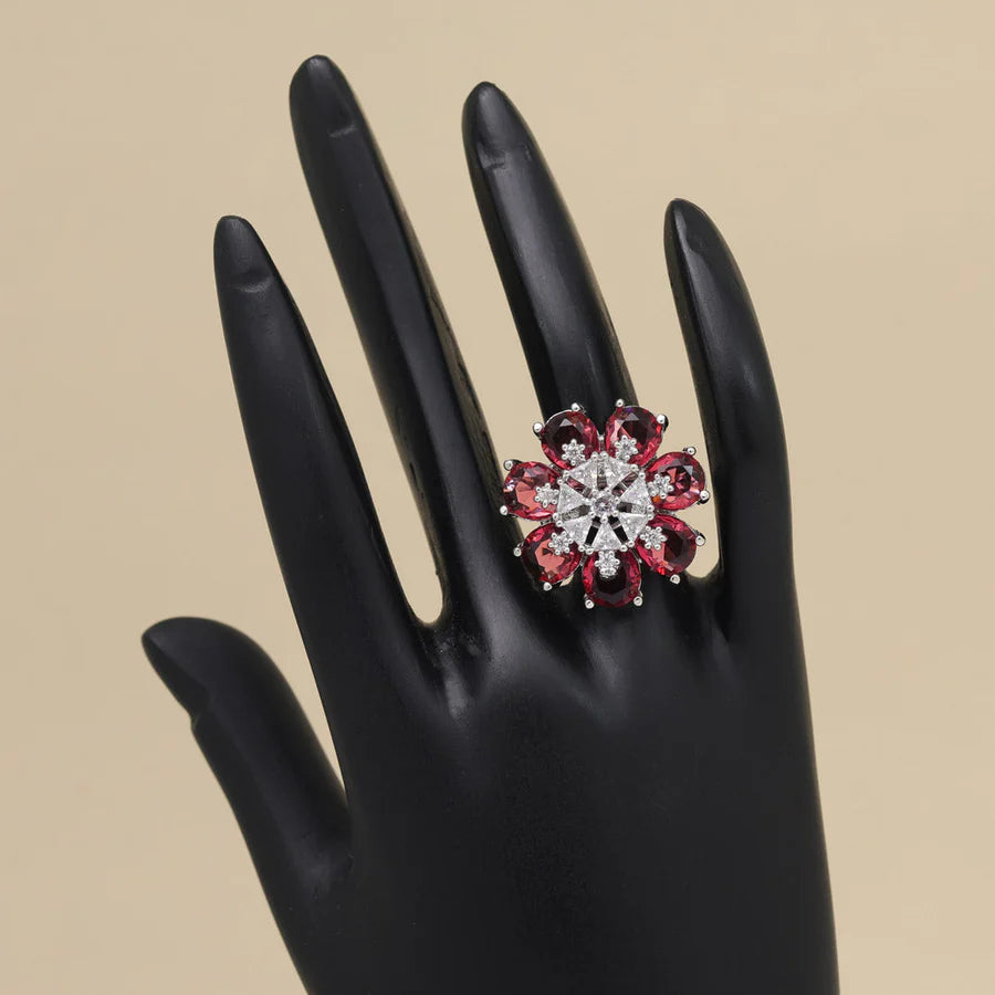 Ruby Color American Diamond Finger Ring