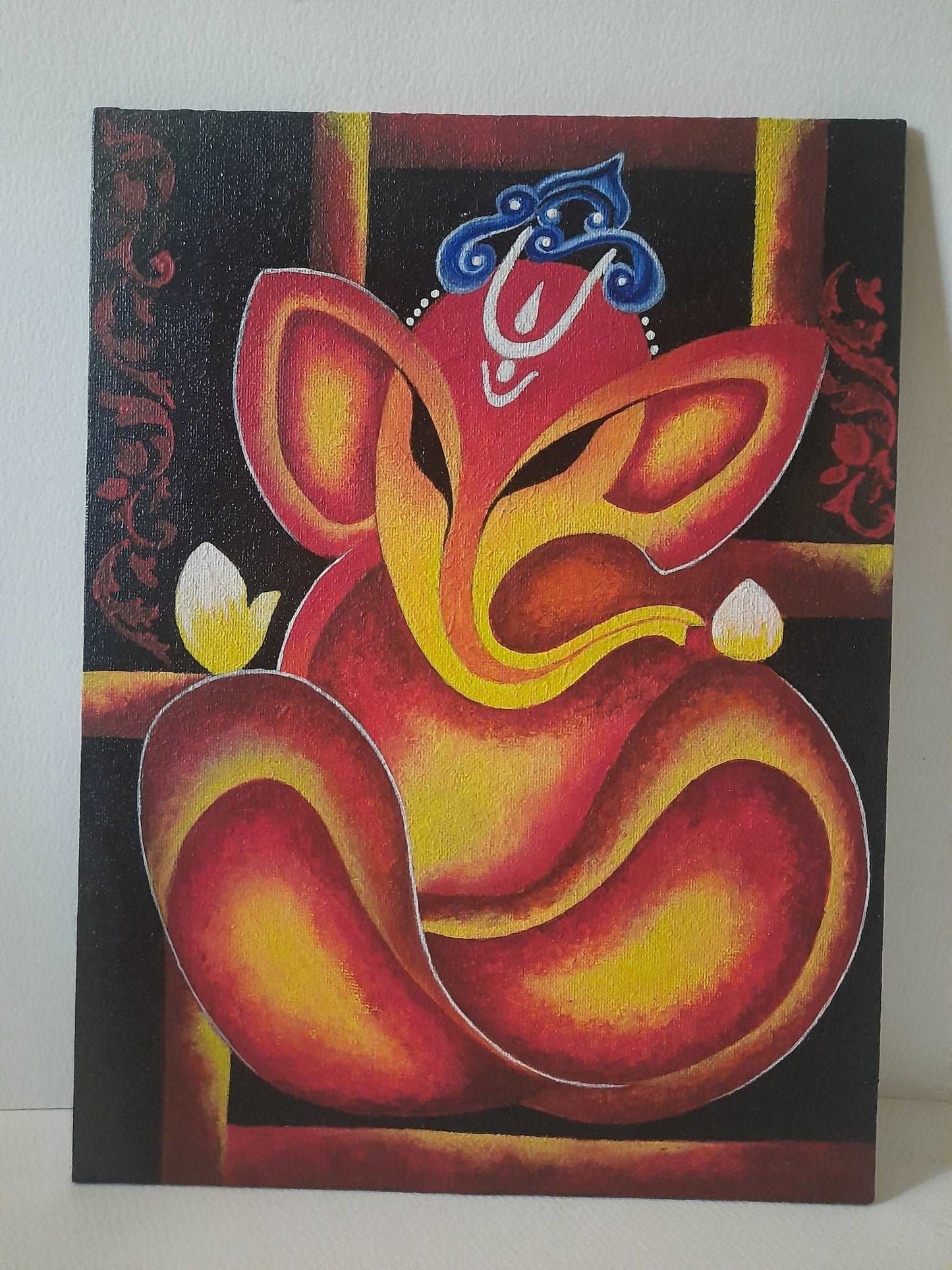 Abstract Ganesha painting in acrylic on canvas board-1 gaonkasaman