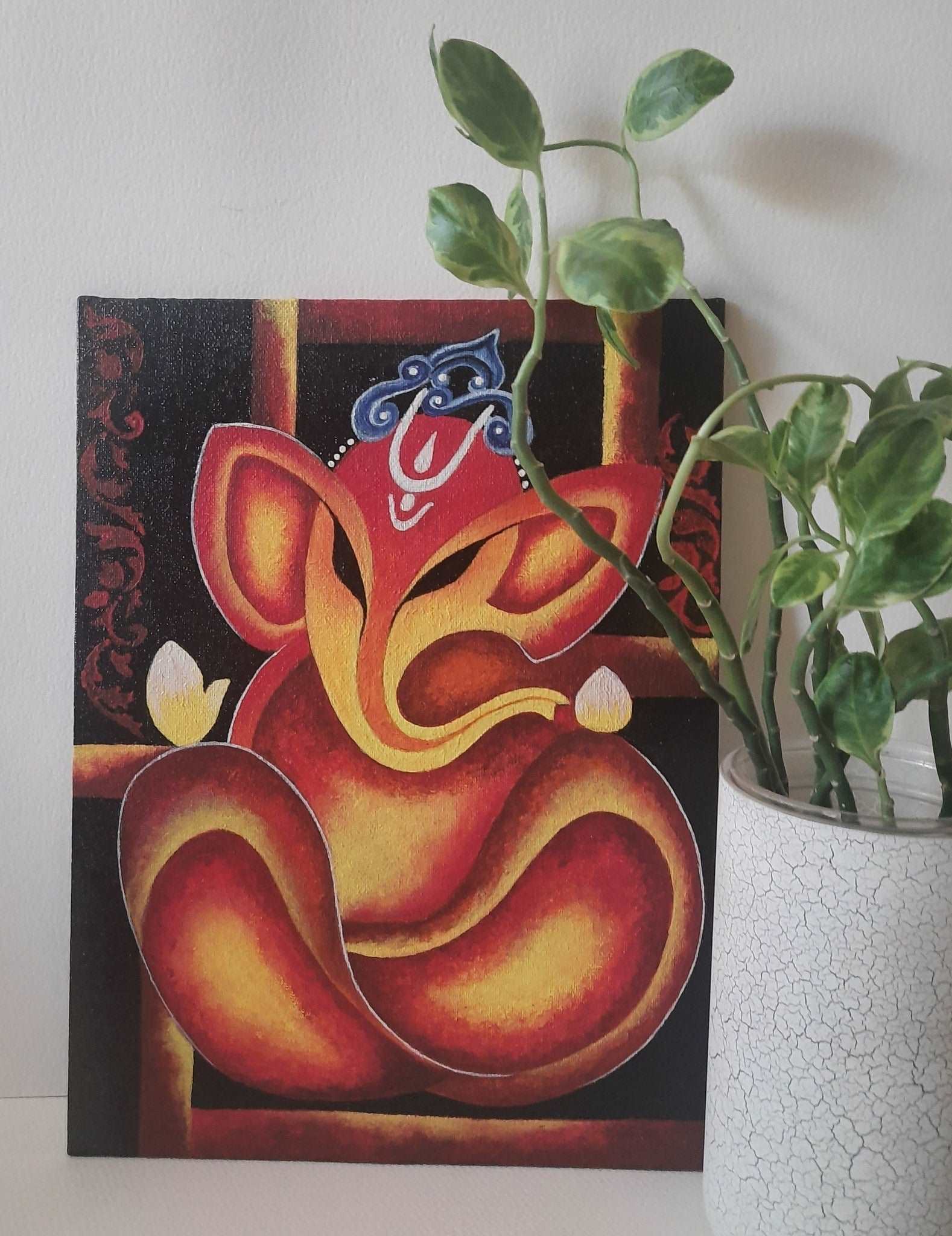 Abstract Ganesha painting in acrylic on canvas board-1 gaonkasaman