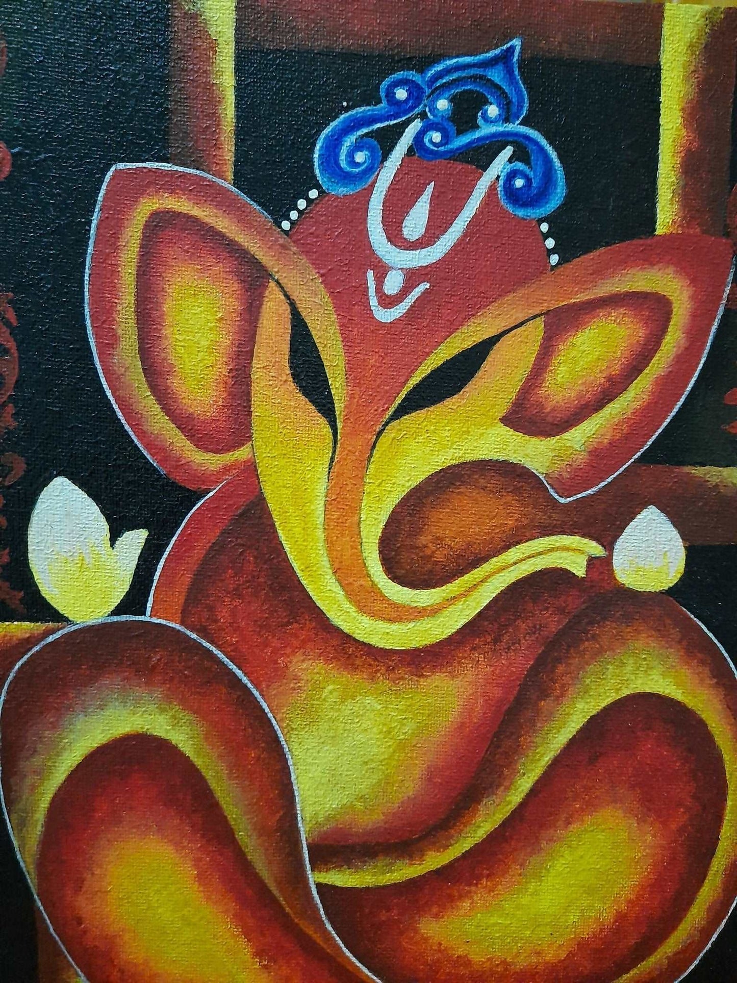 Abstract Ganesha painting in acrylic on canvas board-1 gaonkasaman