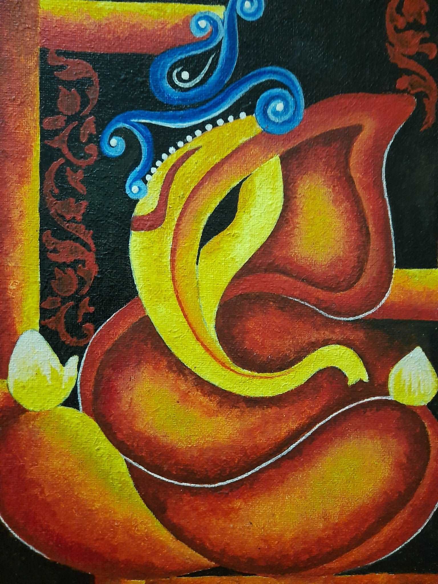 Abstract Ganesha painting in acrylics on canvas board-2 gaonkasaman