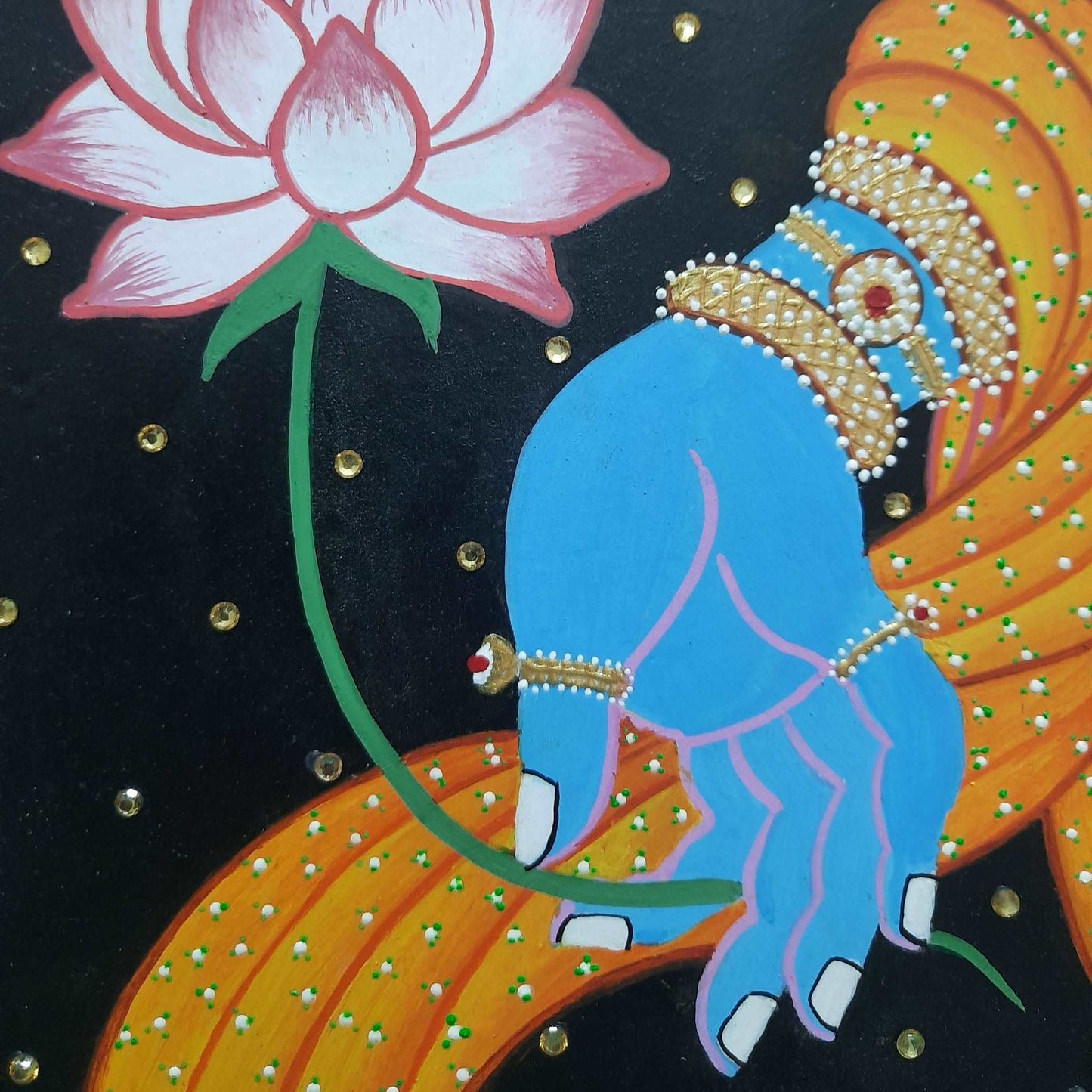 Contemporary Divine Krishna Hands painting art on Canvas (10 x 10) gaonkasaman