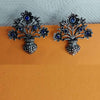 Floral Pot Maroon Stoned German Silver Earrings gaonkasaman