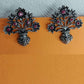 Floral Pot Maroon Stoned German Silver Earrings gaonkasaman