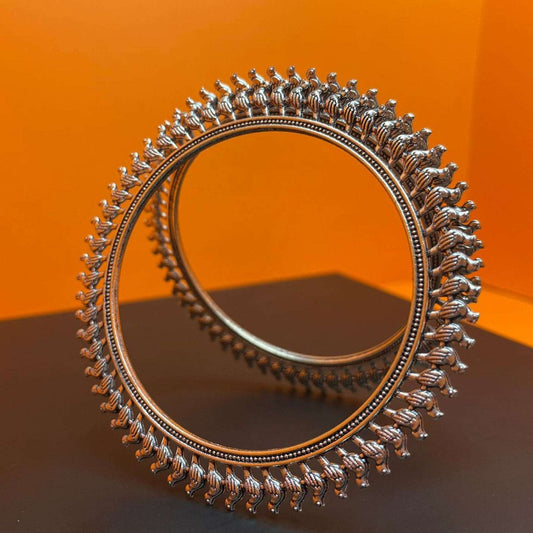 German Silver Oxidised Bird Detailing Bangle gaonkasaman