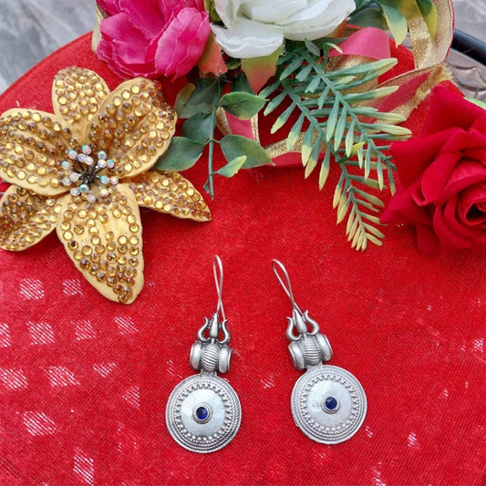 German Silver Oxidised Shiva's Guard Earrings gaonkasaman