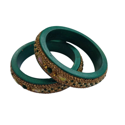 Green and Gray Combo with Topaz Fitted Lac Kada Bangle gaonkasaman