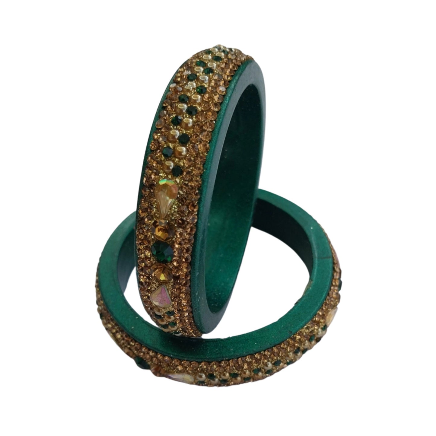 Green and Gray Combo with Topaz Fitted Lac Kada Bangle gaonkasaman