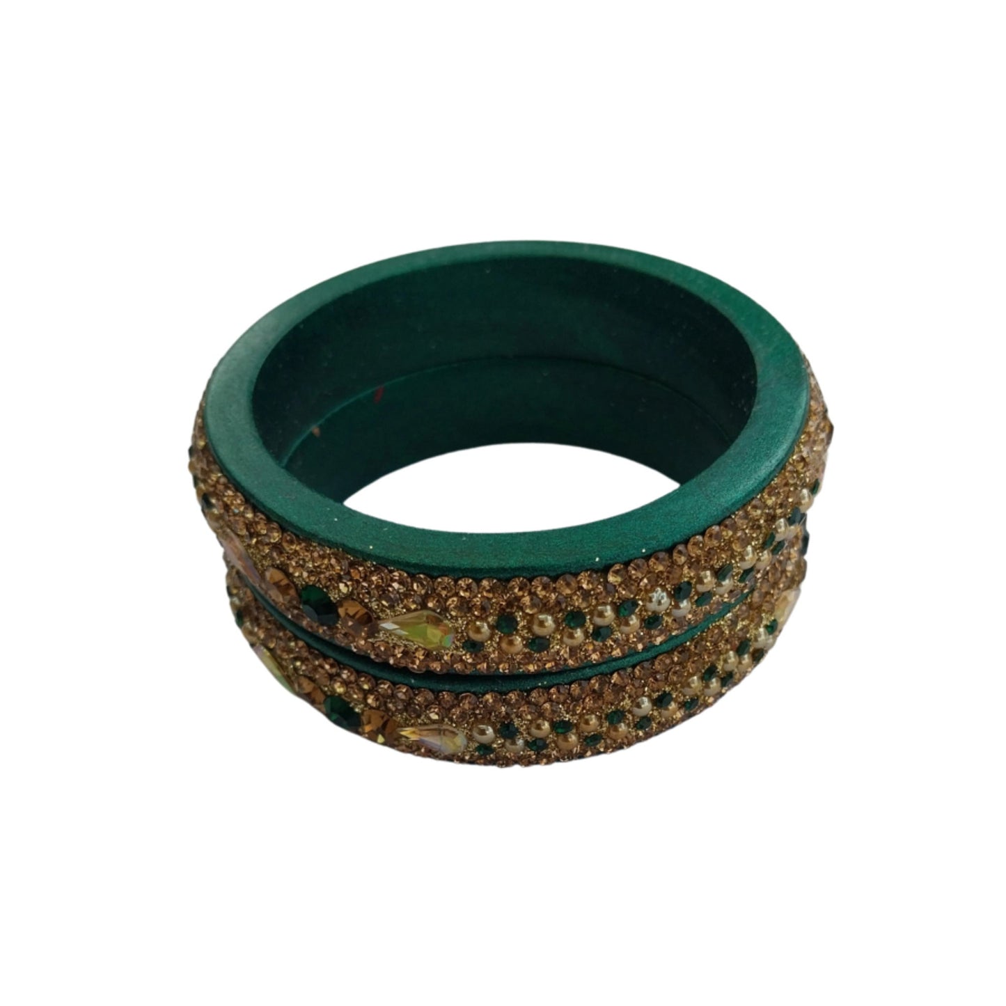 Green and Gray Combo with Topaz Fitted Lac Kada Bangle gaonkasaman