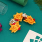 Mustard Yellow Color Rose Flower Gajra For Women Hair Pin