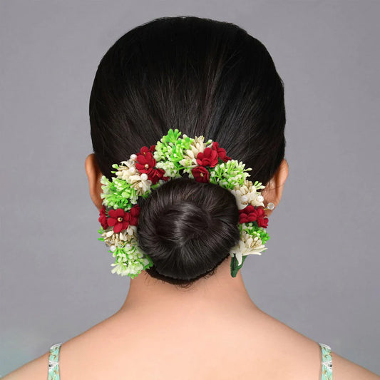 Red Color Flower Gajra For Women Hair Pin