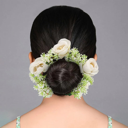 White Color Flower Gajra For Women Hair Pin