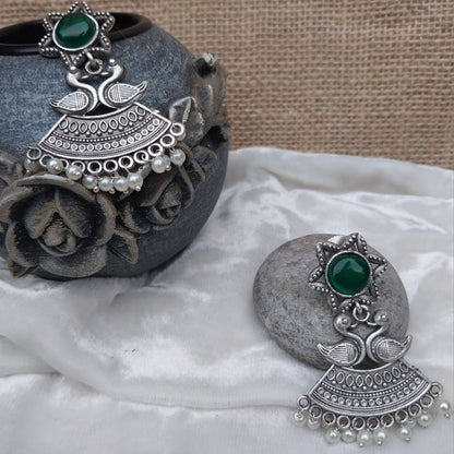 Star Silver oxidise Elegance Traditional Earrings | For Girls and Women