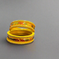 Yellow Lac Bangles with Golden Floral Vine Rhinestones | Set of 6 | for Women and Girls