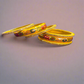 Yellow Lac Bangles with Golden Floral Vine Rhinestones | Set of 6 | for Women and Girls