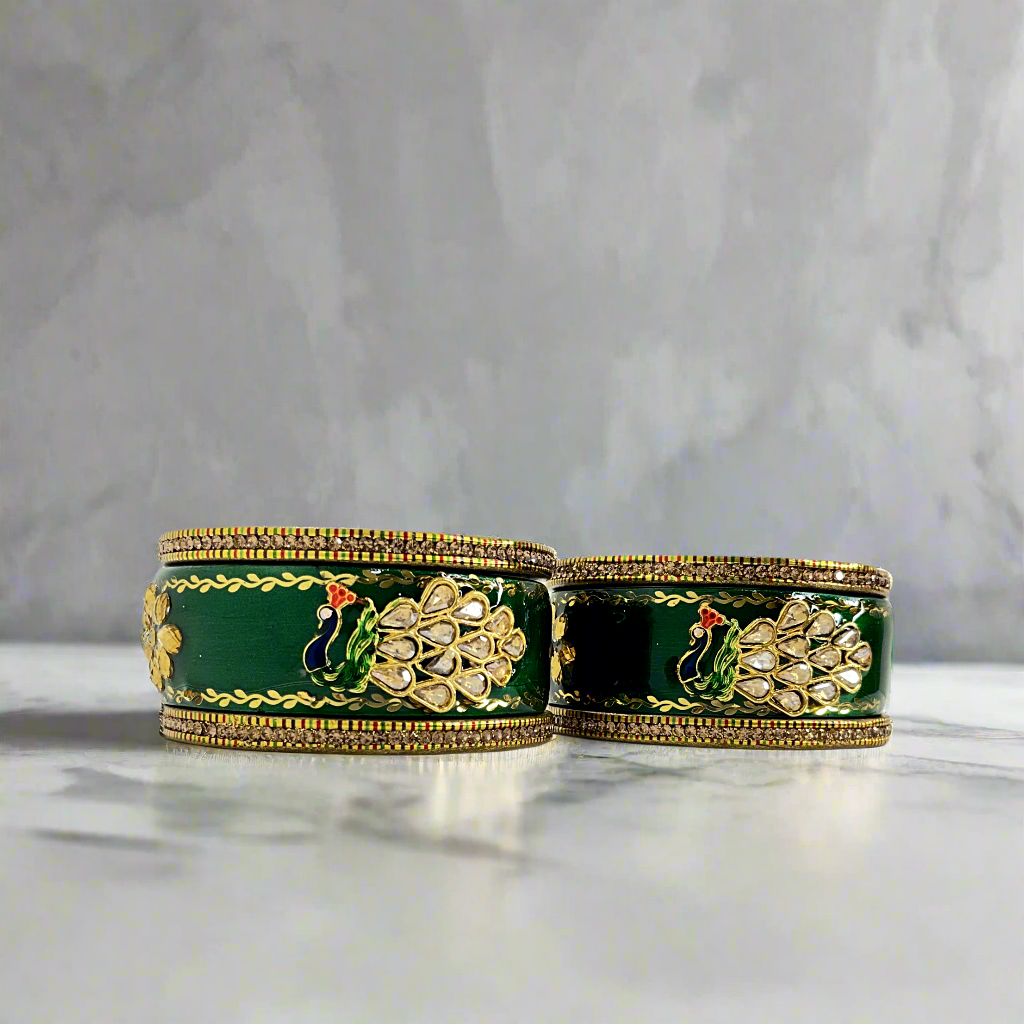 Peacock Green Lakh Bangles Set of 6 | Traditional Rajasthani Bangles | For Women and Girls