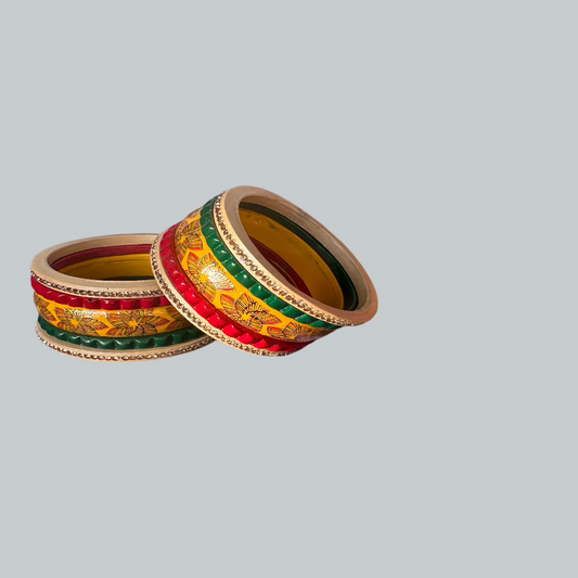 Golden Ambi Lakh Bangles Set | Traditional Jewelry | Yellow, Red, Green Bangles Set | Traditional Jewelry | for women and Girls