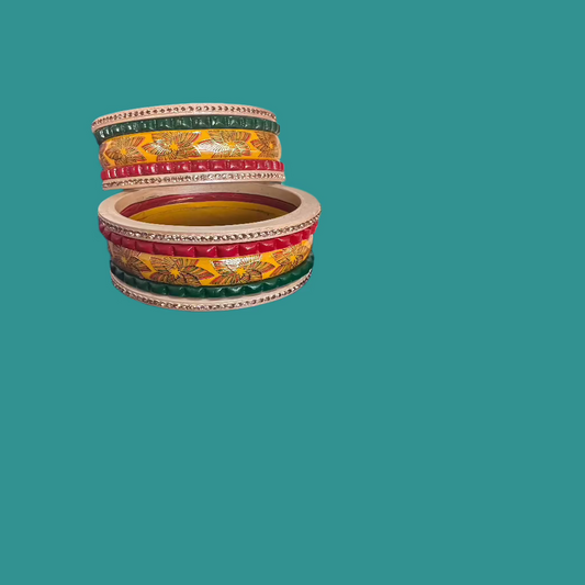 Golden Ambi Lakh Bangles Set | Traditional Jewelry | Yellow, Red, Green Bangles Set | Traditional Jewelry | for women and Girls