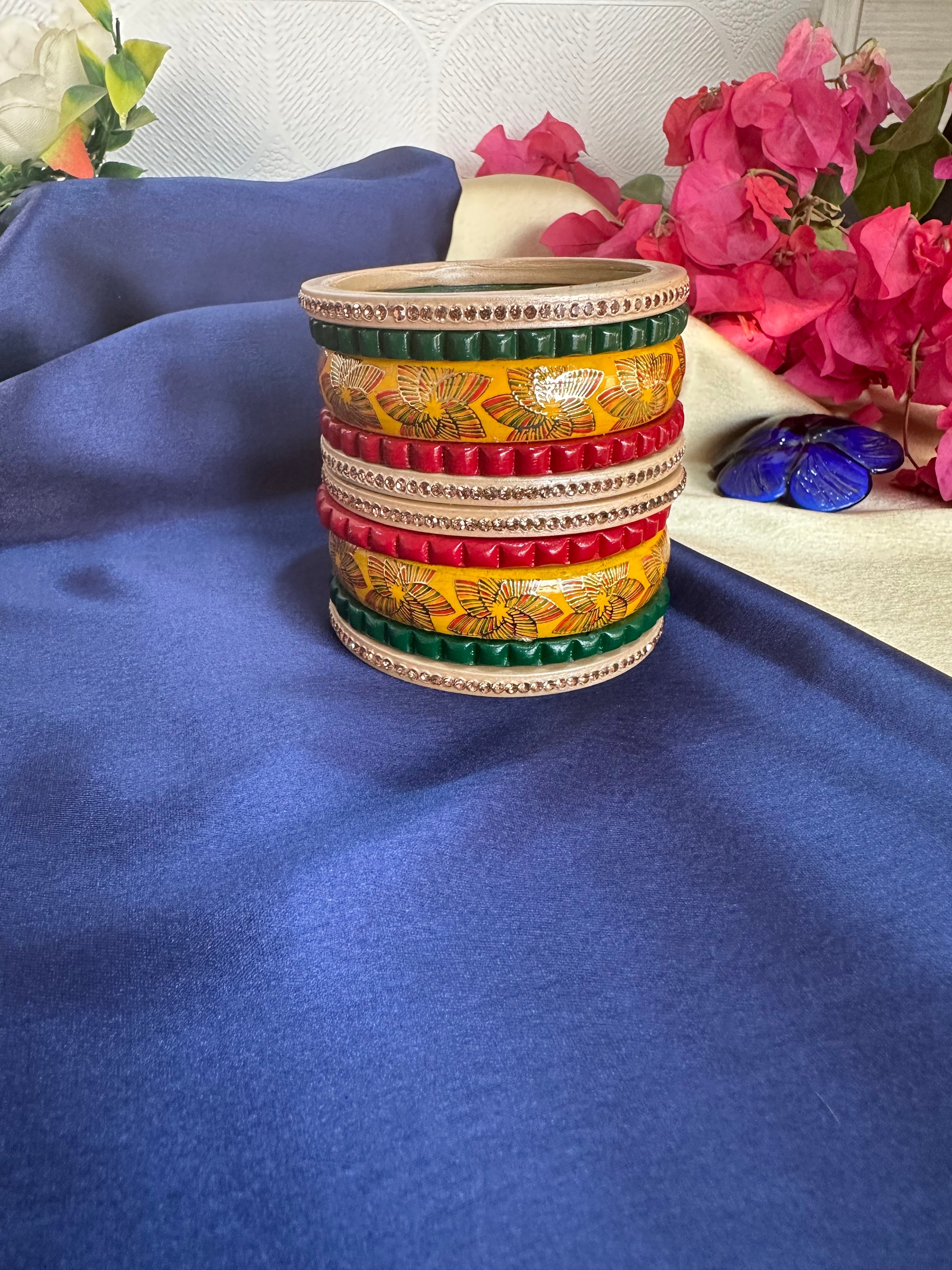 Golden Ambi Lakh Bangles Set | Traditional Jewelry | Yellow, Red, Green Bangles Set | Traditional Jewelry | for women and Girls