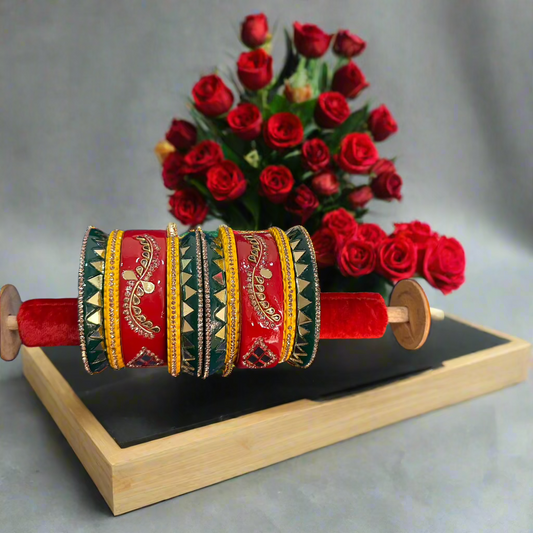 Tri-Color Mirror Bangdi Lakh Bangle Set | Traditional Jewelry | Bangle/ Bangdi | For Women and Girls