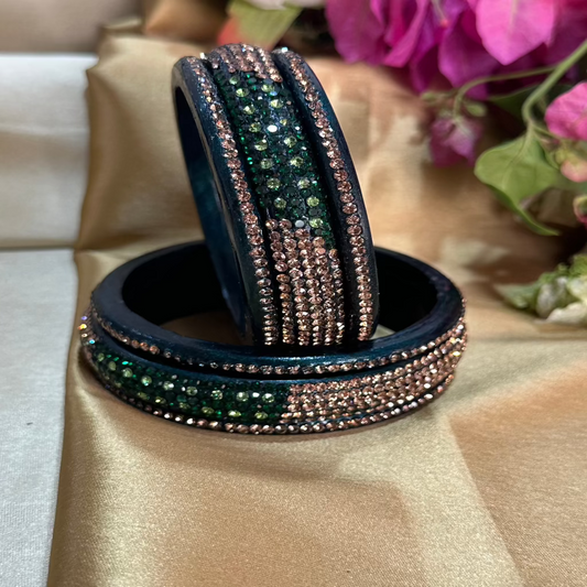 Golden Rhinestone Monotonous Lakh Bangle Set,Traditional Jewelry,Lac/Lakh Bangle