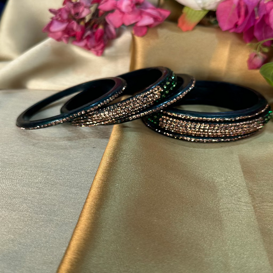 Golden Rhinestone Monotonous Lakh Bangle Set,Traditional Jewelry,Lac/Lakh Bangle