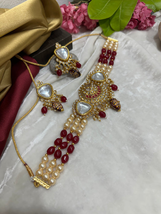 round pendent Kundan jewelry Kundan Necklace | Traditional jewelery | Kundan choker\Necklace\Choker set | For Women and Girls.