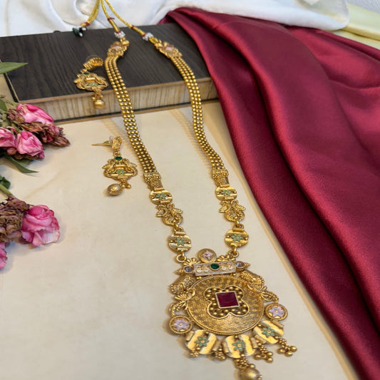 Peacock Detail Gold-Plated Ranihaar | Traditional Necklace/Ranihaar | for Girls and Women