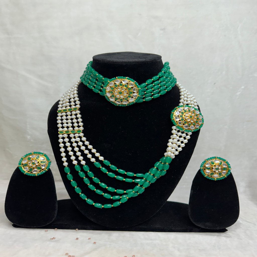 Royal Imitation Stone,Pearls Choker,Rani Haar,Traditional Necklace set 