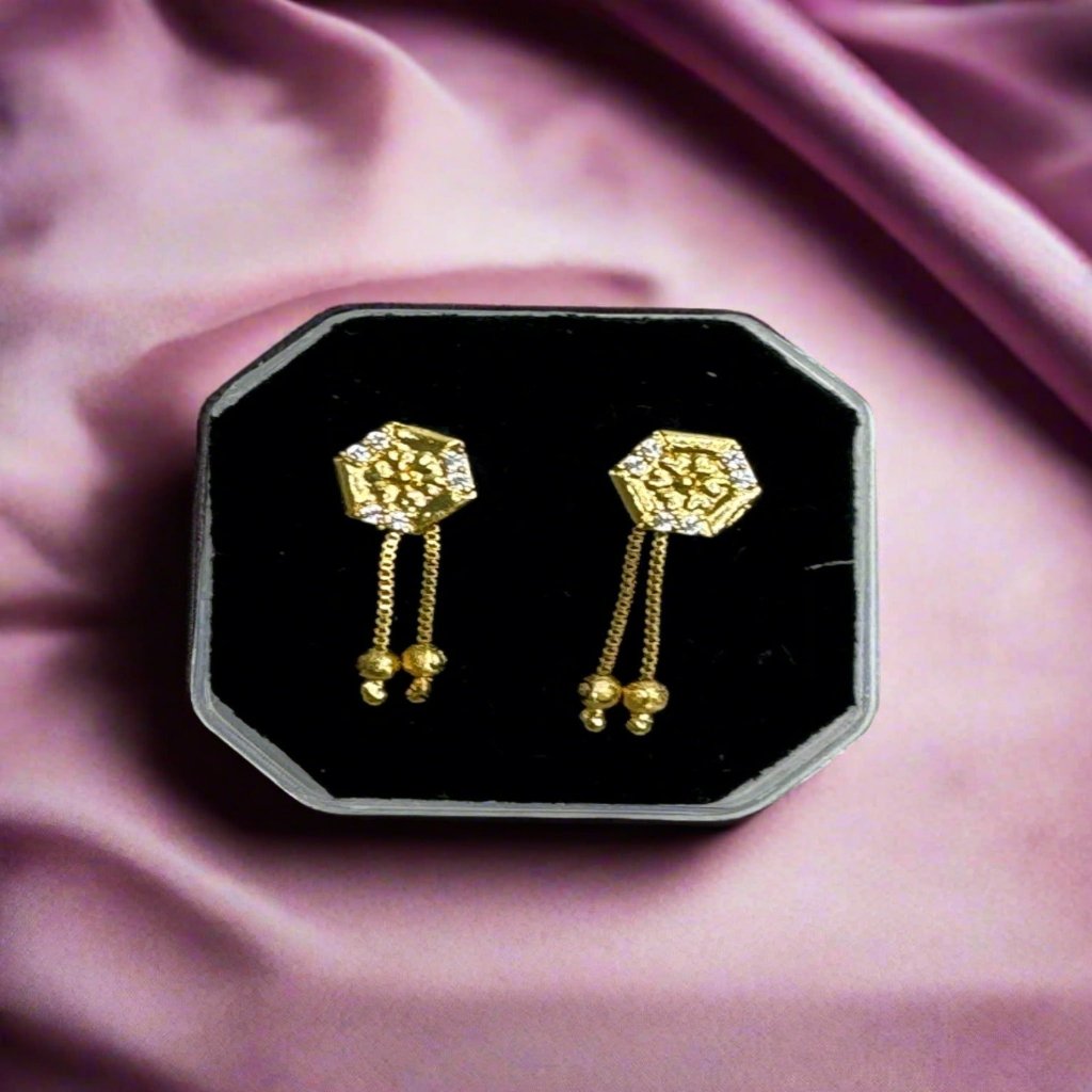 Hexagonal Floral Gold-Plated Studs | Traditional earring | for Girls and Women.