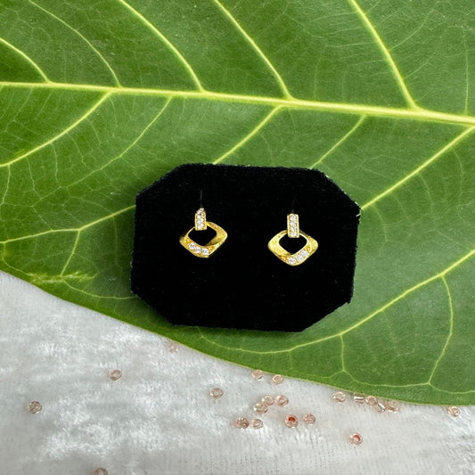 Gold-Plated Rhombus Rhinestone Studs/Earrings | Traditional Earrings | for Women and Girls