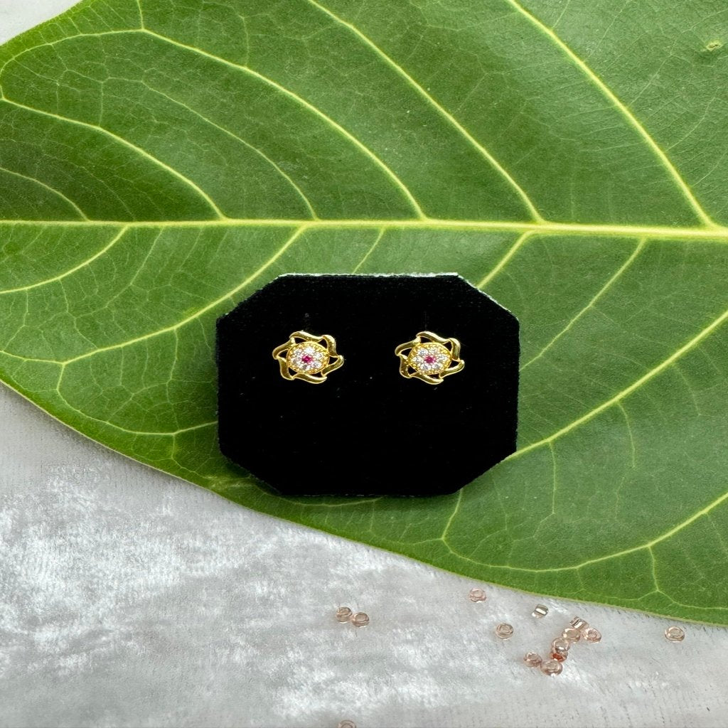 Gold-Plated Floral Rhinestone Studs/Earrings | Traditional Earrings | for women and girls