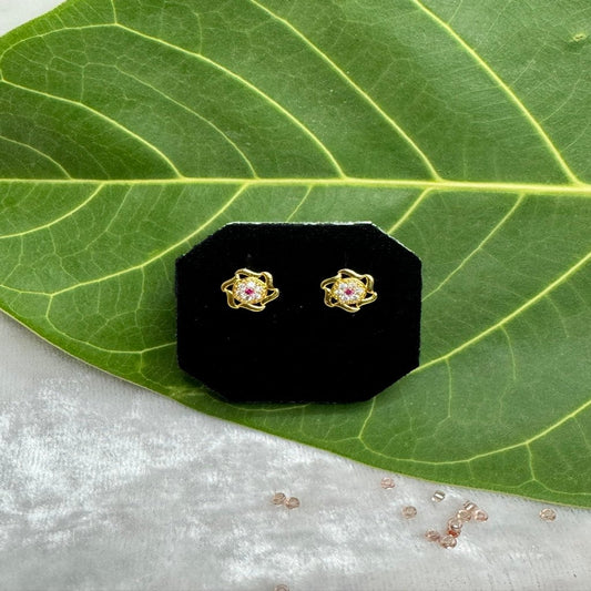 Gold-Plated Floral Rhinestone Studs/Earrings | Traditional Earrings | for women and girls