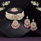 Pink, Yellow, Green Color Choker Kundan Necklace Set